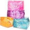 4pcs Glitter Ice Cube Stress Balls, Colorful Needoh Ice Cube Fidget Toy Funny