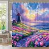Vibrant Windmill Floral Waterproof Mildew-Resistant Shower Curtain - Scenic Design for a Peaceful Bathroom Décor Experience