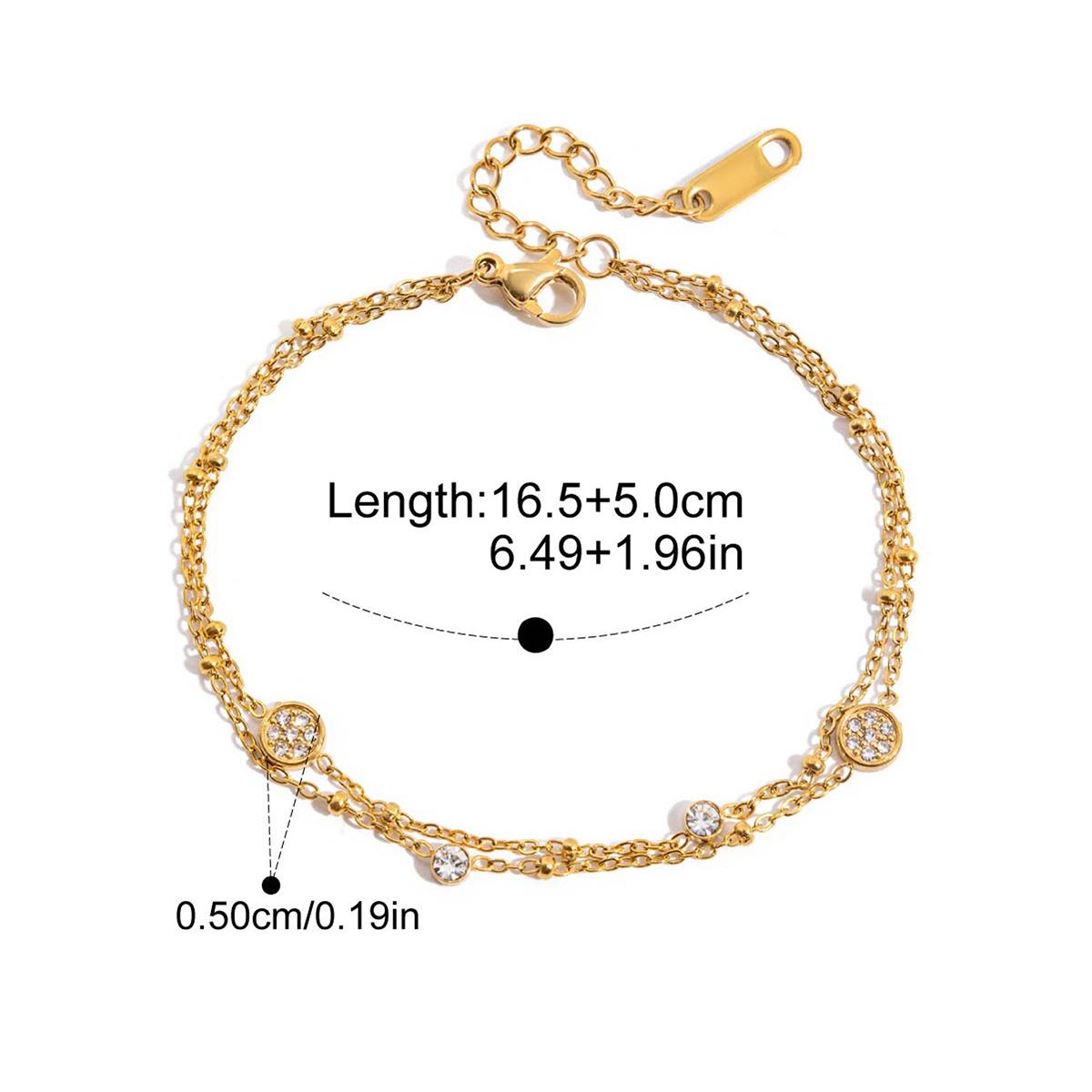 

Yori 18K Gold Color PVD Plated Metal Double-layer Beaded Bracelet Statement Waterproof Summer Daily Jewelry Gift
