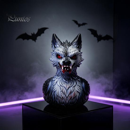Horror Theme Miniature Figurines 3D Printed Wolf Duck Collectible Figurine, Halloween Striking Wildlife Desk Decor, Dark Aesthetic Home Decoration