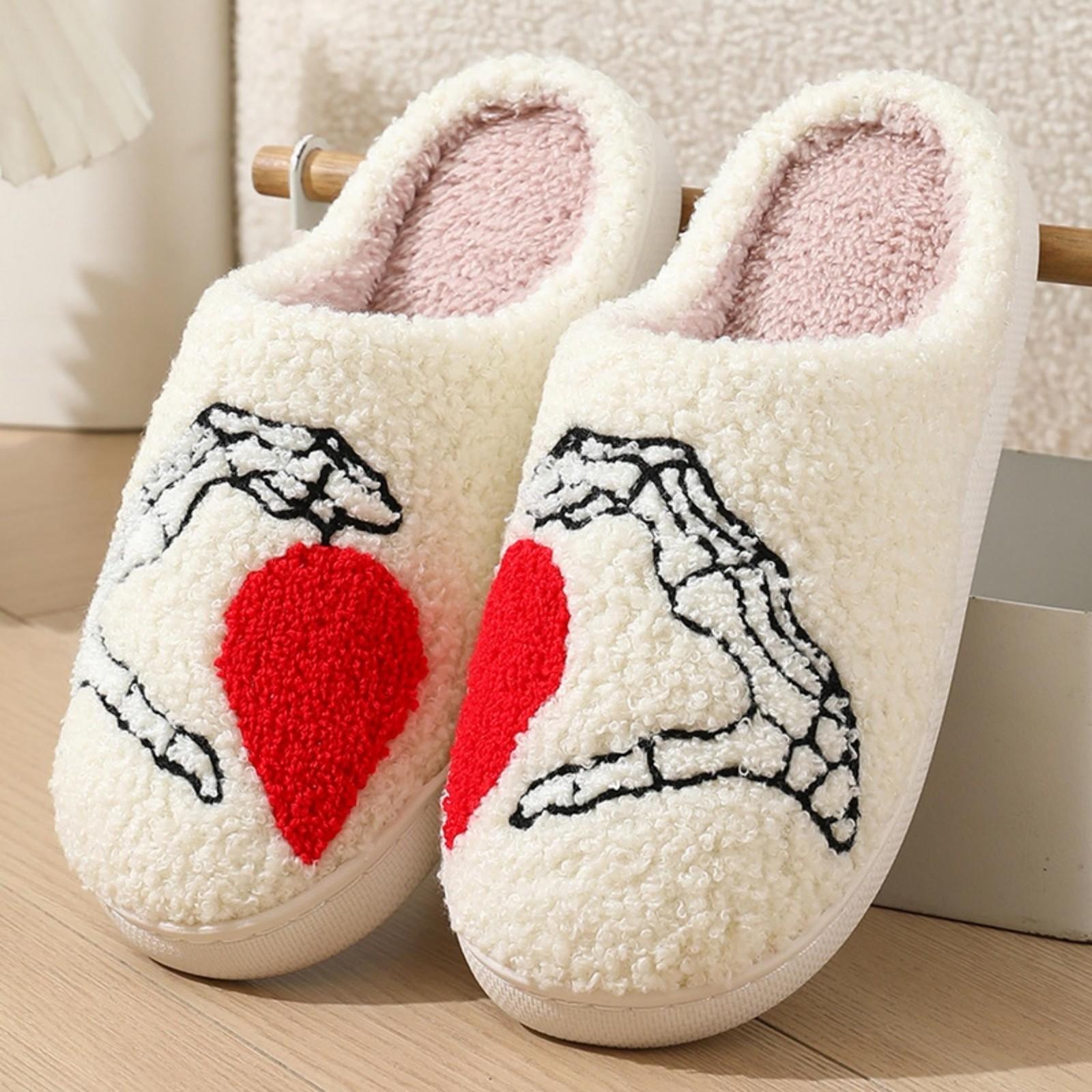 Fashionable Ladies Cotton Slippers Halloween Plush Warm Slippers 40