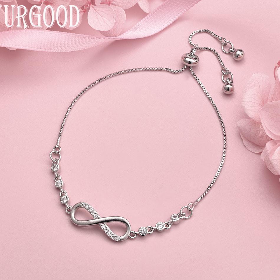 

Браслет из стерлингового серебра 925 пробы с цирконами ААА, модный подарок, свадебное украшение 20cm