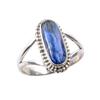 Anillo de plata de ley 925 maciza con gema de cianita natural, talla 8.5 W5g61