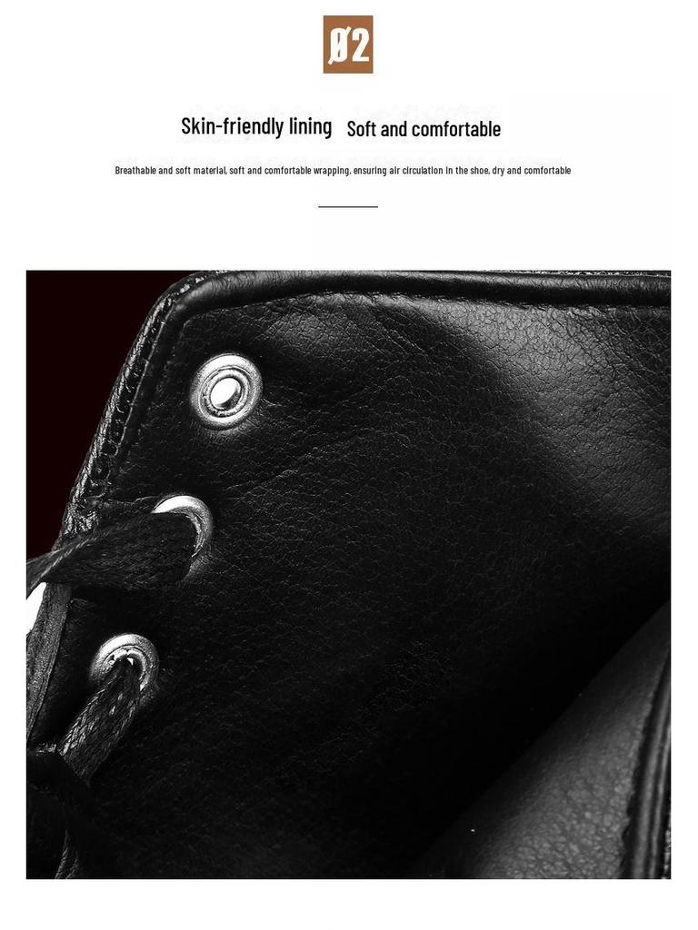 2025 British Style Leather High-Top Martin Boots with Side Zipper for Autumn/Winter