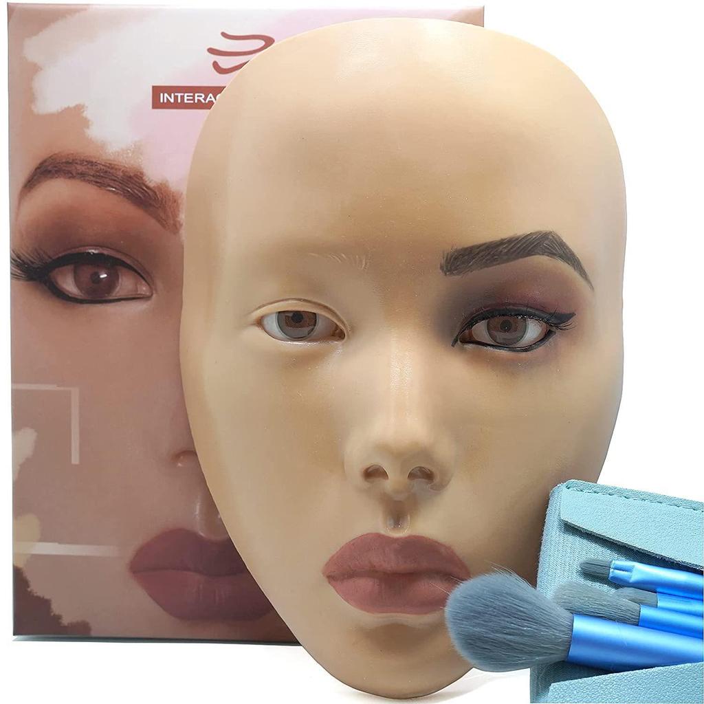 Silicone Practice Mannequin Head for Full Face and Eyebrow Makeup Training