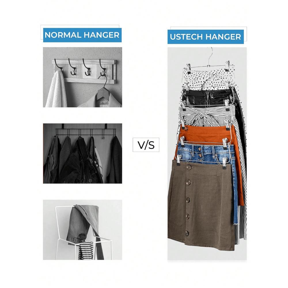 6-lags multifunksjonell kleshenger med klemmer for bukser og skjørt 1 stk