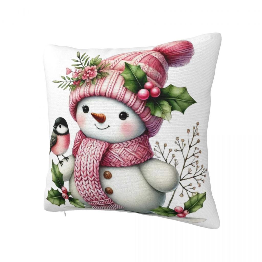 Pillow Case Christmas Snowman Square Pillow Cover Cute Funny Cushion Cover Graphic Pillowcases For Sofa Bedroom Home Decor