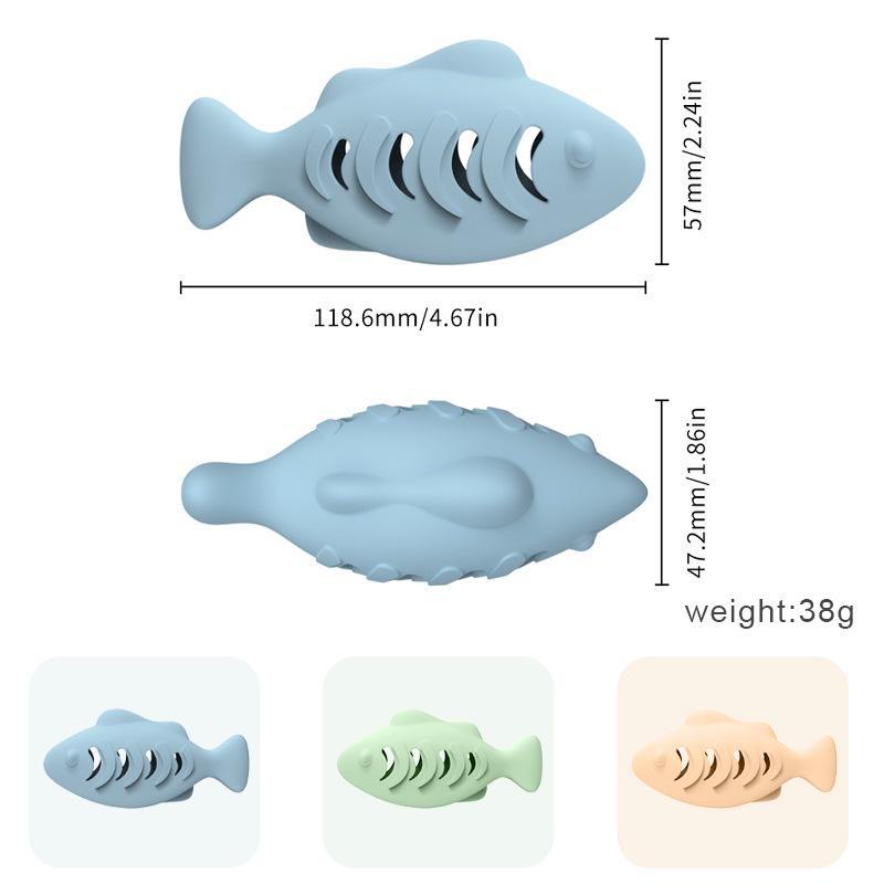 Silicone Fish Cat Toy: Self-Entertainment Bite Stick with Mint for Fun Kitten Play