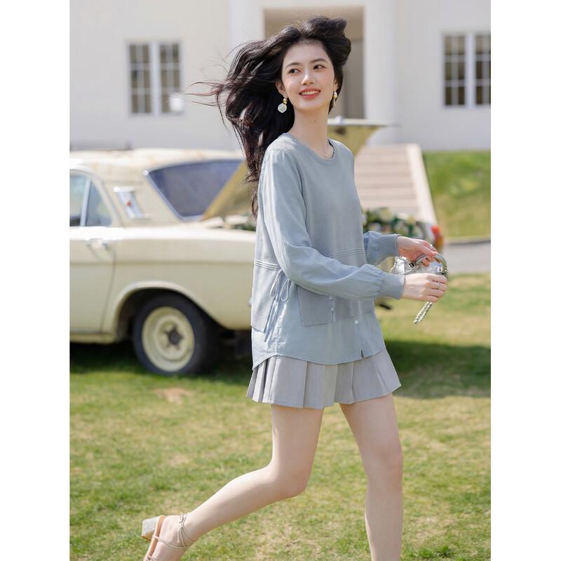 Spliced Irregular Knit Sweatshirt