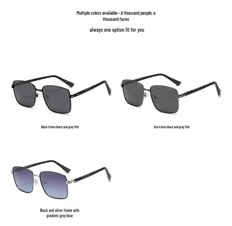 Men's Polarized Square Metal Frame Sunglasses UV Protection