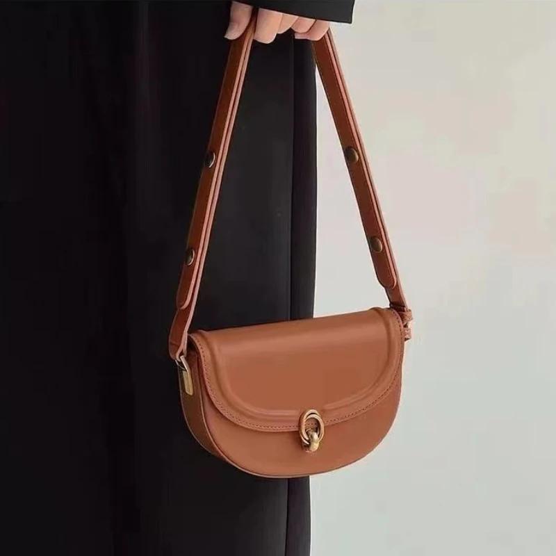 Saddle Crossbody Bags For Women  Trend Fashion Pu Leather Compact Shoulder Handbags And Purses Solid Vintage Bag Purses