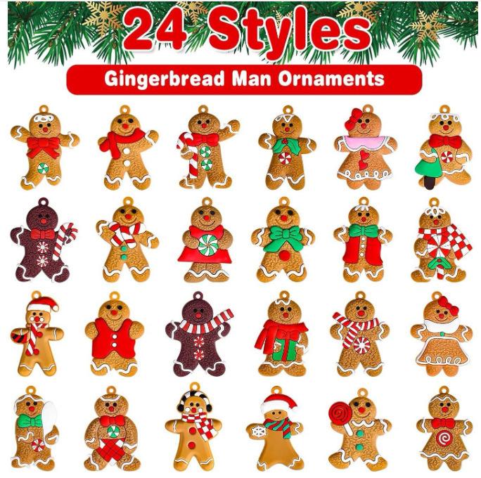 12 PVC Gingerbread Man Ornaments for Christmas Tree, Kitchen Decoration, and DIY Accessories.