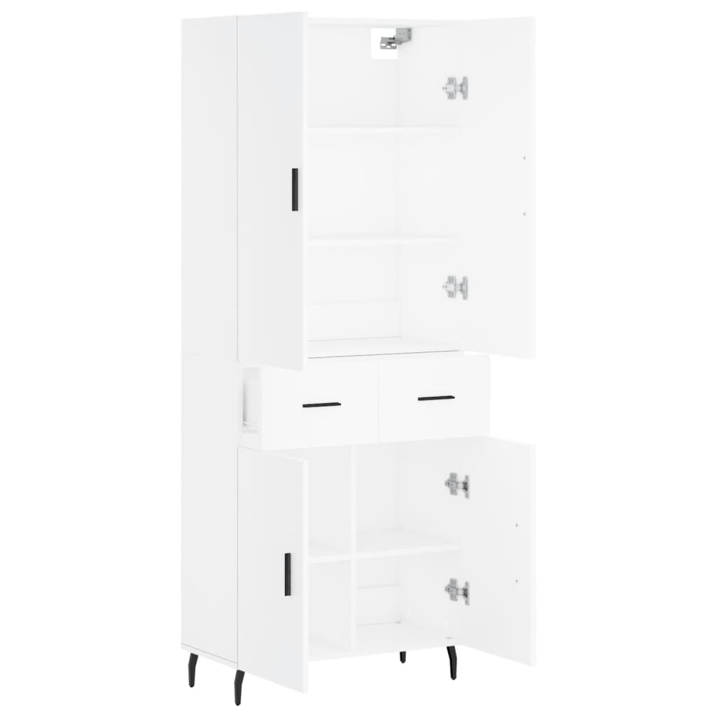 Vidaxl Display Cabinet, White, 69.5X34X180 Cm, Wood-Based Material
