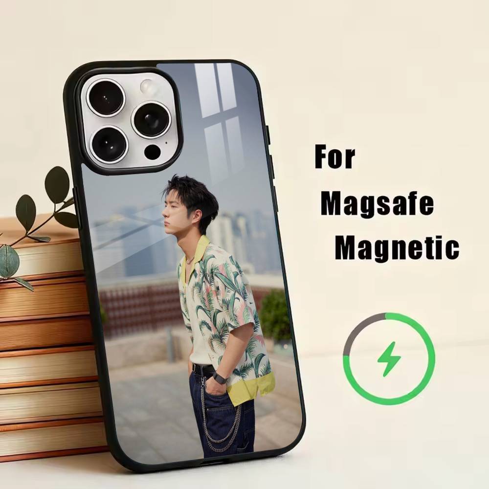 

W-Wang Yibo Phone Case For iPhone17,16,15,14,13,12,11 Plus,Pro Magnetic with Magsafe Wireless Charging iPhone14Plus