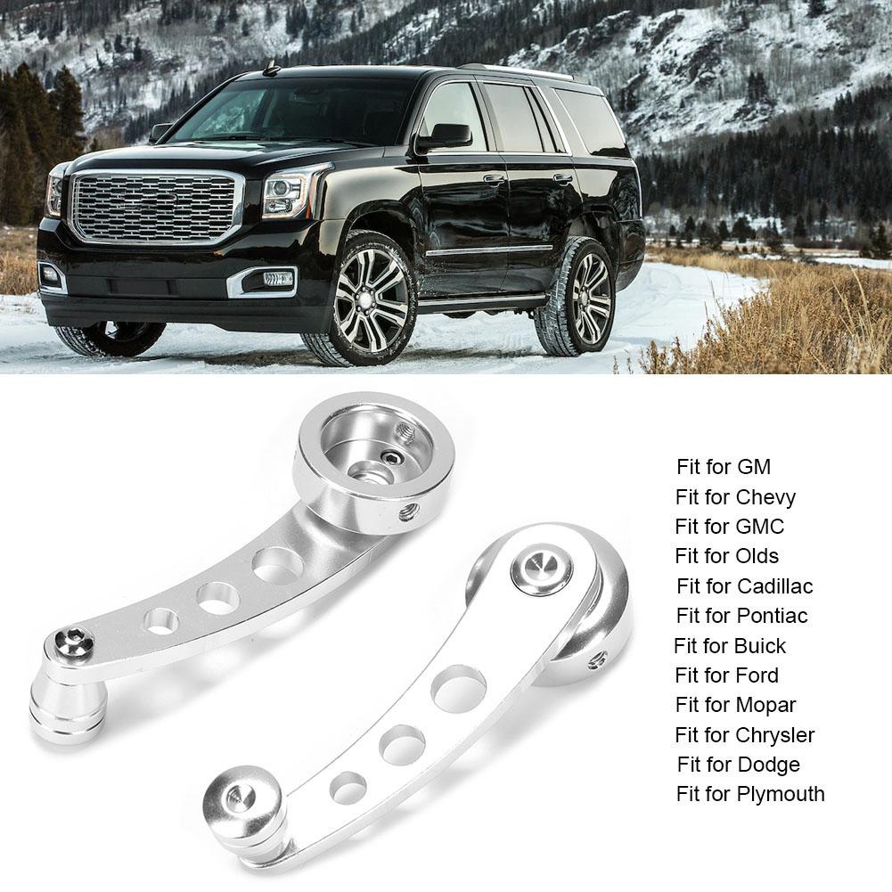 Silver 3in CNC Aluminum Alloy Window Crank Handle Kit Fits for Chevy Auto Accessory