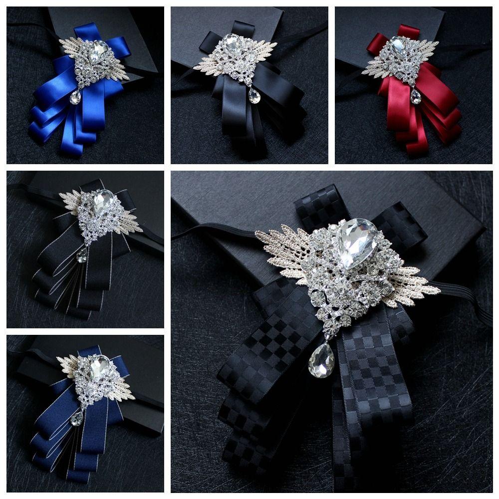 Retro Rhinestone Collar Flower Elegant Men's Suit Accessory Formal Gentleman's Bow Tie  Man