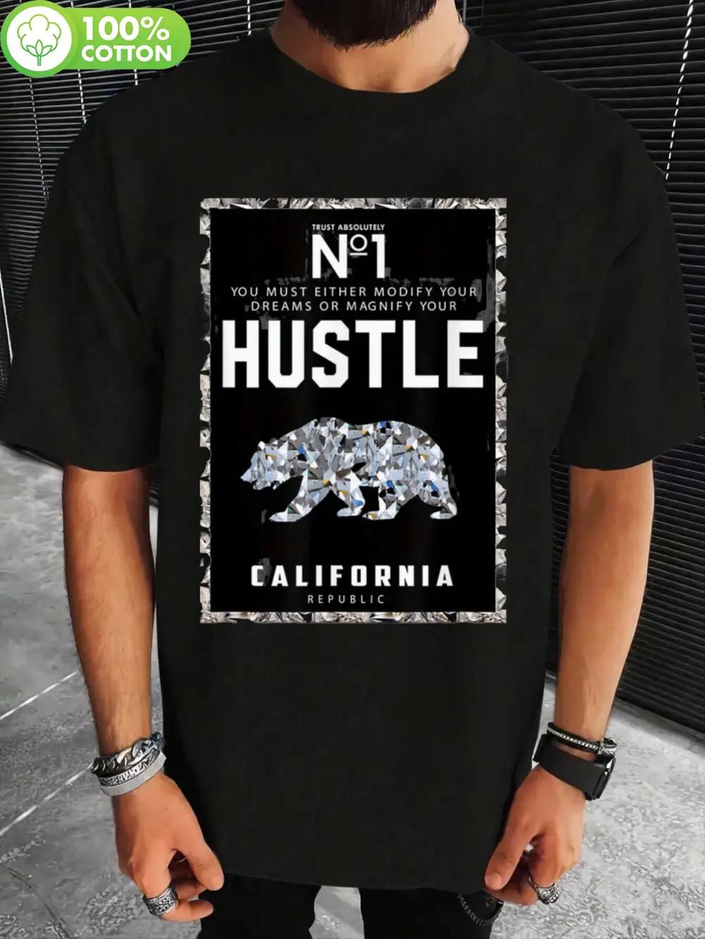 California Republic Bear Dream & Hustle Graphic T-shirt - Soft 100% Cotton XL