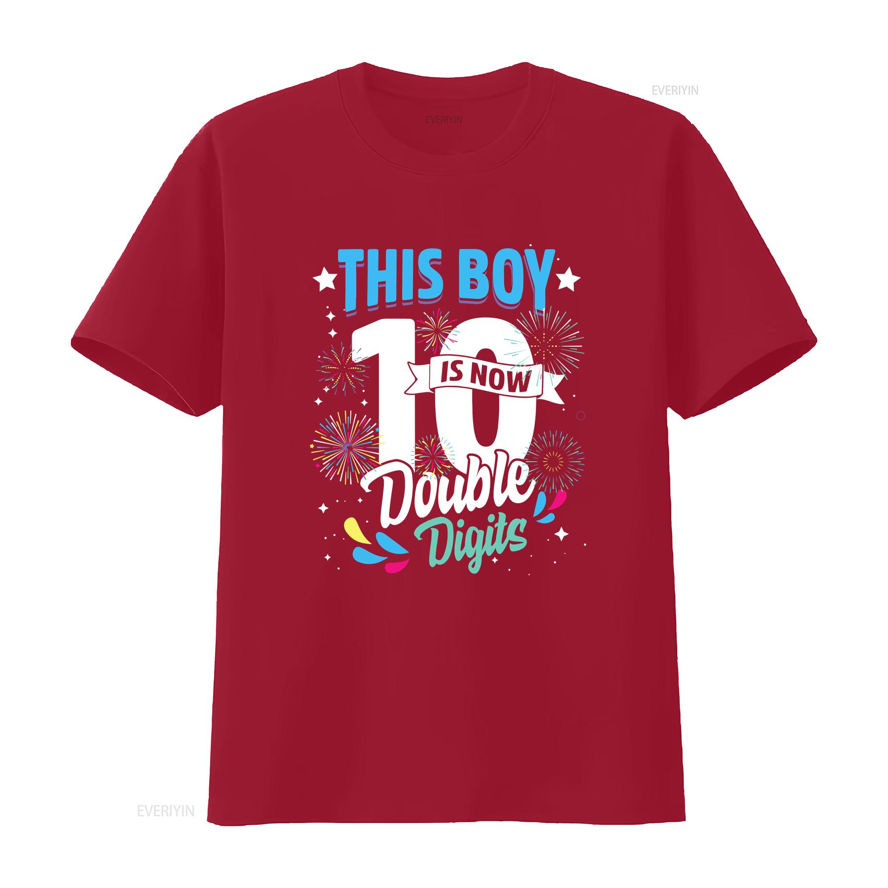 birthday for boys 10 years This Boy is Now Double Digits T Shirt vintage Washed Slightly Versatile fashion Casual homme S