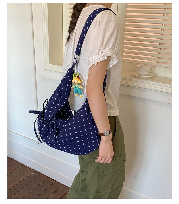 Women's Polka Dot Pleated Crescent Bag