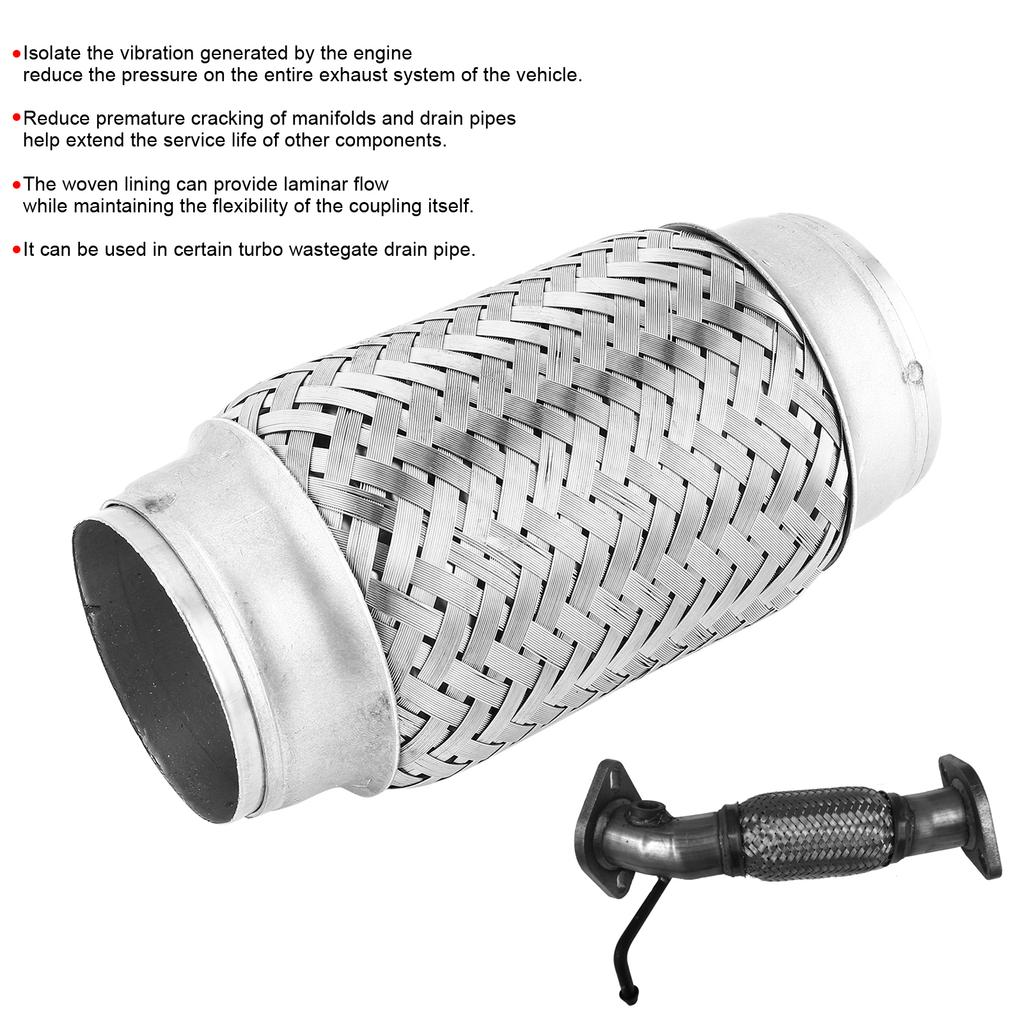 2.25x6in Exhaust Flex Pipe Stainless Steel Weld on Corrugated Flexible Joint Tube Universal