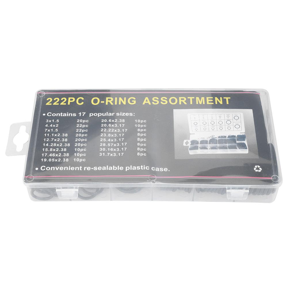 222Pcs Rubber O Ring Sealing Assort Set Kit O Ring Washer Assortment Kit for Automobile Engineering