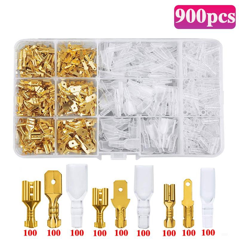 1050PCS Crimp Terminal Electrical Connector U/O Shaped Splicing Termination 2.8/4.8/6.3mm Wire Connector Cable Termination Plier