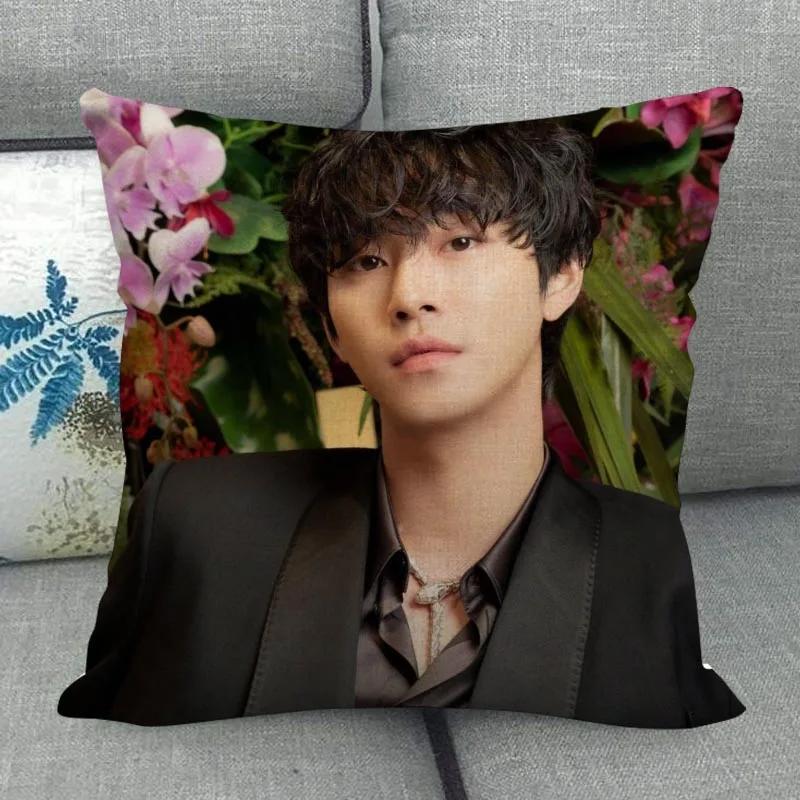 Custom Ahn Hyo Seop Pillowcase Wedding Decorative Cotton Linen Pillow Case For Home Pillowcover 45X45(One Sides)
