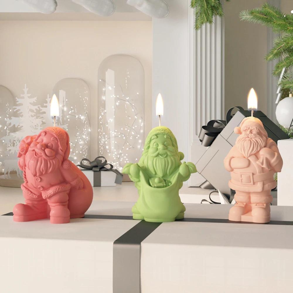 DIY Santa Claus Silicone Mold Elk Deer Gypsum Soap Resin Mold Dwarf Candle Making Tool Party Decoration Christmas Gifts