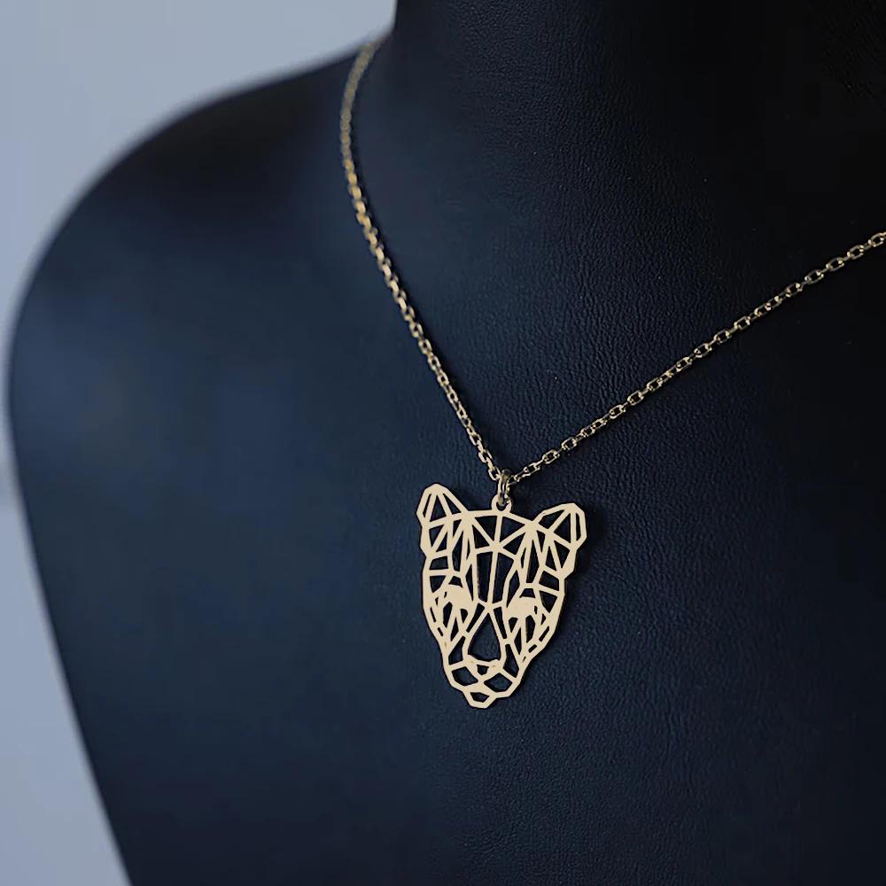 Punk Metal Leopardenkopf Halskette Hohl Design Tier Anhänger Halsketten Personalisierter Schmuck Geburtstagsgeschenke für Männer und Frauen