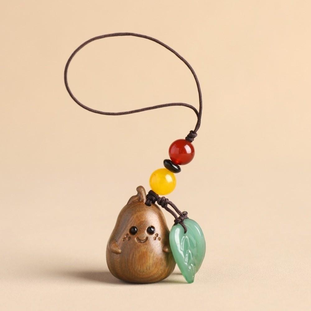 Cartoon Pear Key Chain Sandalwood Chinese Style Key Ring Charm Bag Pendant  Car Key Chain