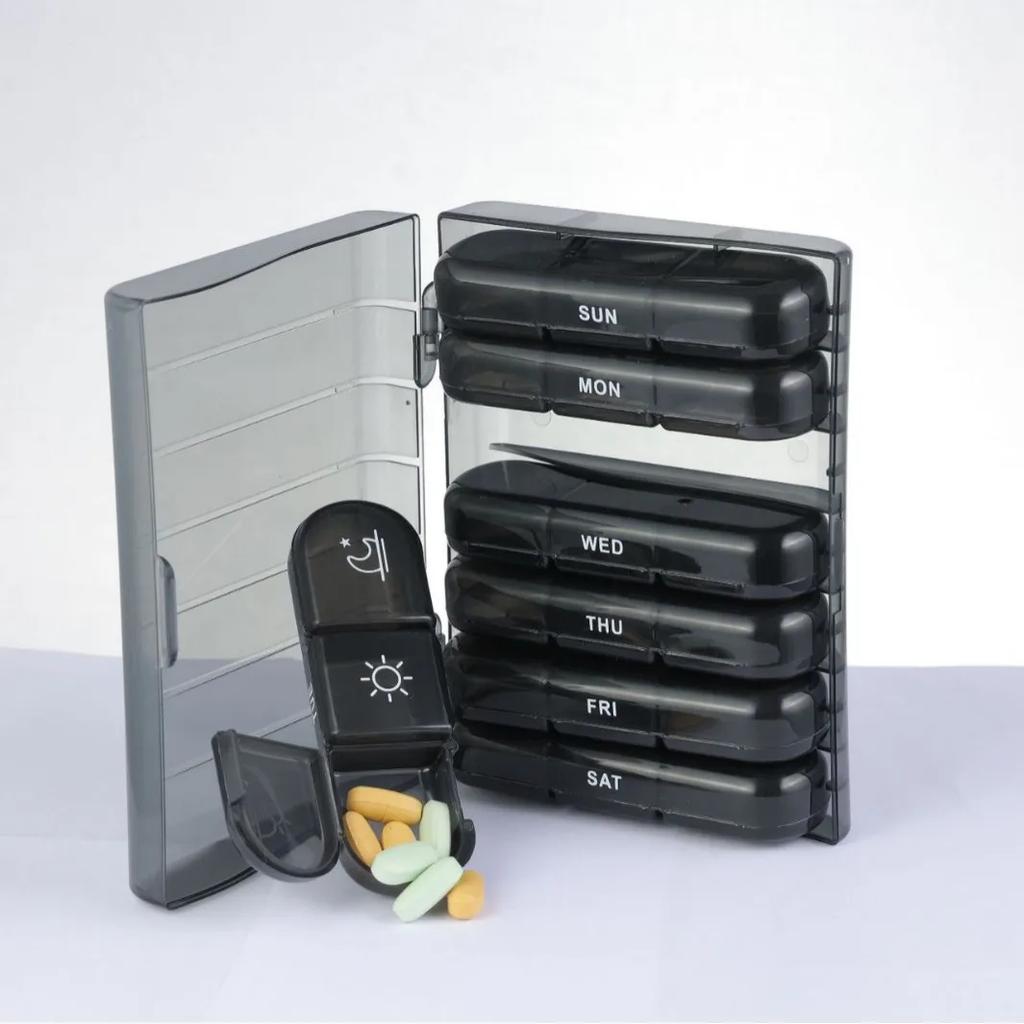 1PC Weekly Pill Box Morning, Noon and Night 7 Days 21 Compartments Large Capacity Pill Box Medicines Portable Plastic Dividers