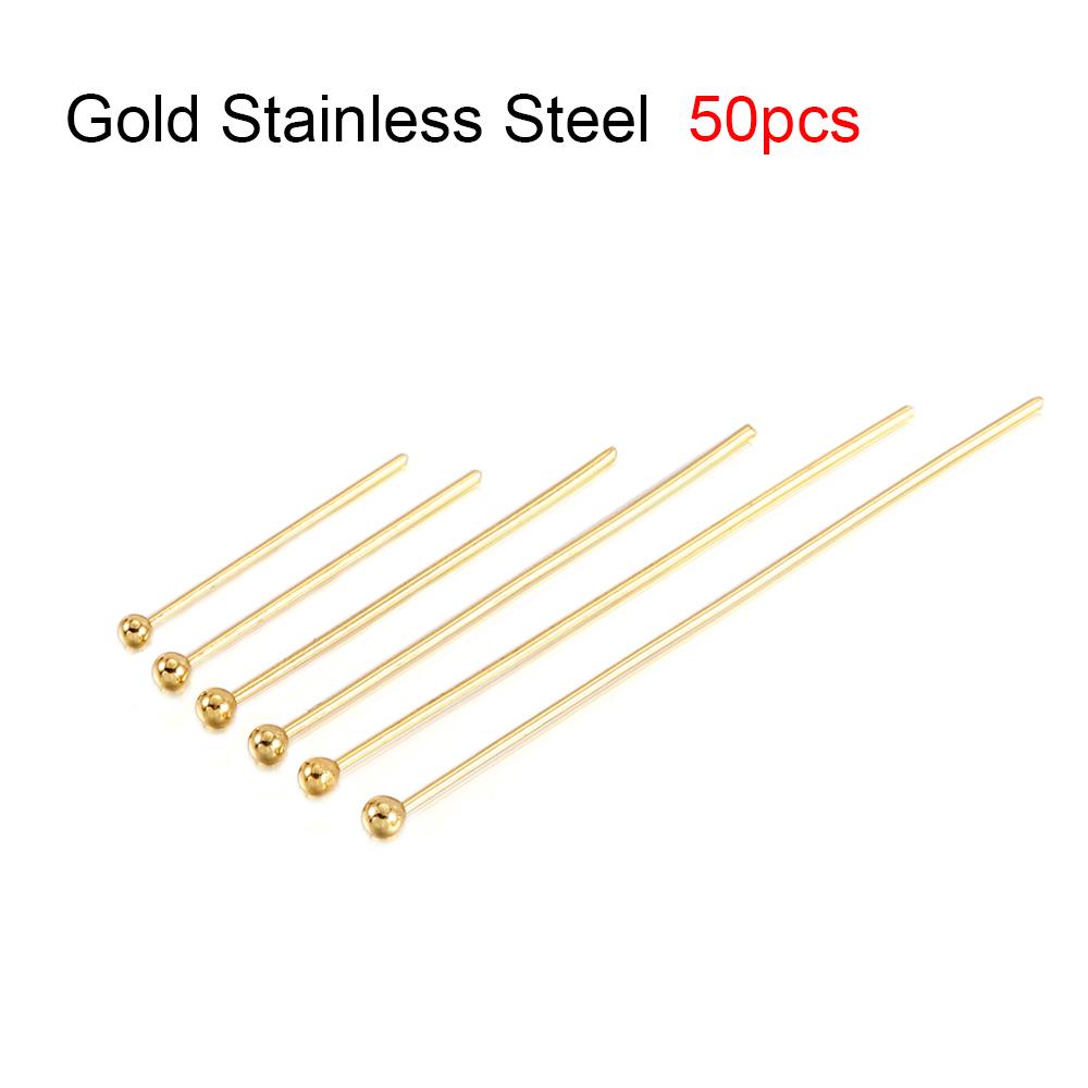 50-100pcs Stainless Steel Heads Eye Flat Head Pin Gold Silver Plated Ball Head Pins Findings For Jewelry Making  Accessories