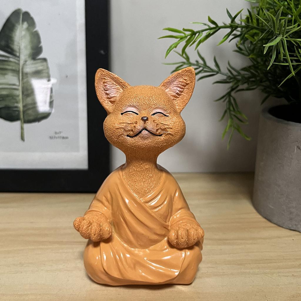 Cat Meditation Animal Meditation Cat Resin Statue Zazen Cat Decoration Crafts Ornament Sculpture Creative Home