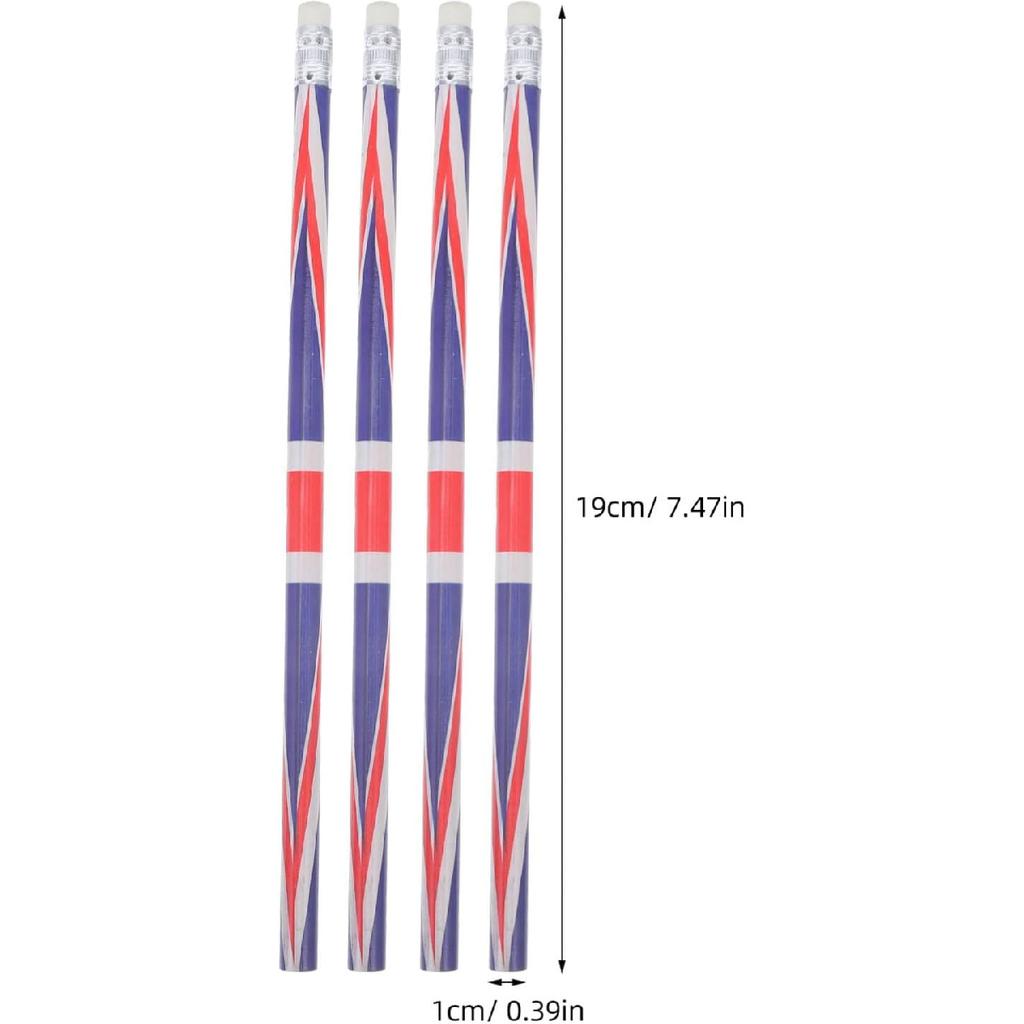 60pcs England Flag Wooden Pencils Multi-use Decorative Writing Pencils for School Office and Art Lightweight Portable Sketching Drafting Supplies