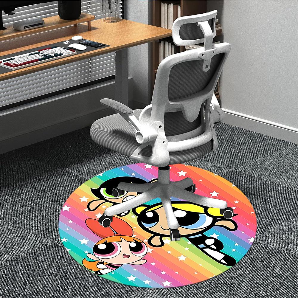 

1pc Powerpuff Girls Chair Carpet for Office Non-Slip, Indoor Non-Slip Washable Carpet, Non-Shedding Mat For Office yy251030013 80cm by 80cm