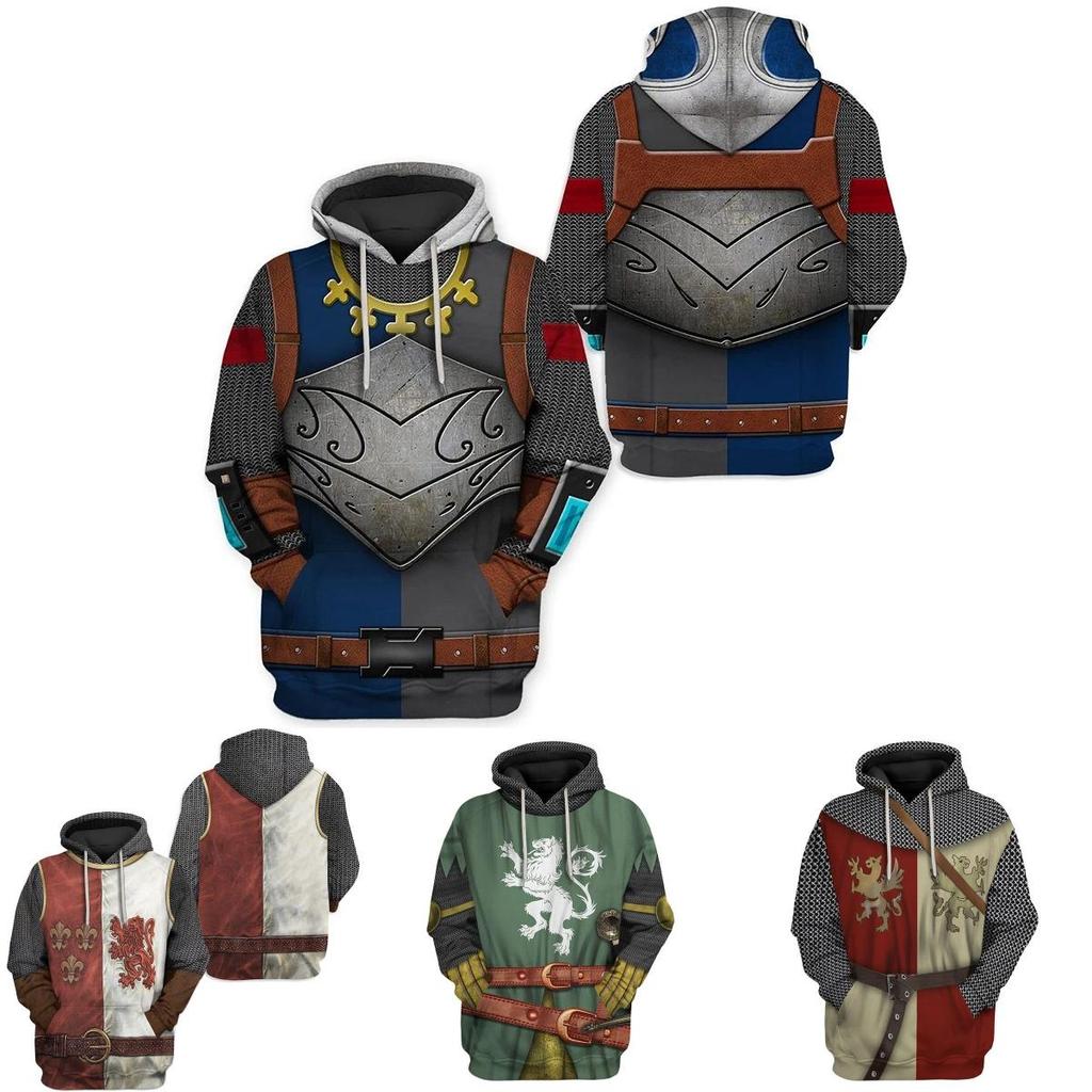 Medieval Knight Hoodie Pullover For Men And Women With Vibrant 3d Printing Design