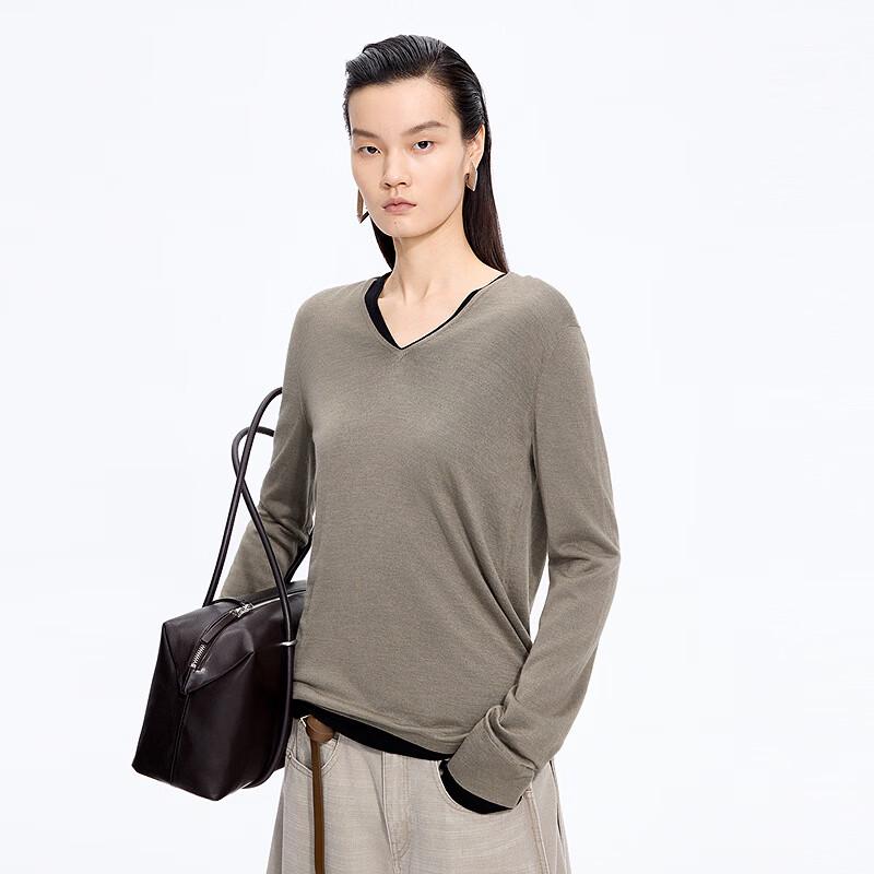 JNBY 2026 Spring V-Neck Wool Blend Pullover Sweater
