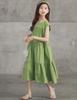 Yuwan Summer Sleeveless Long Maxi Dress with Tiered Summer Dress for Elementary School Stylish Korean Size 130 Kids' Dress, Dress, Girls' Skirt,