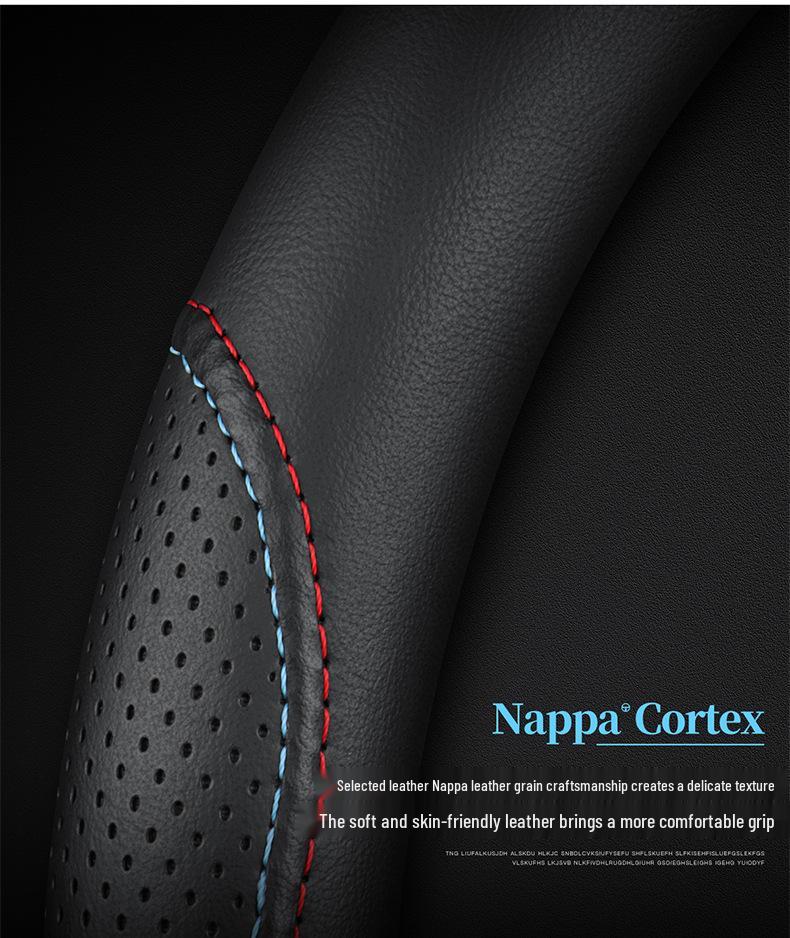 Ford-Compatible Leather Steering Wheel Cover for Focus, EcoSport, Taurus, Edge, Escort, Kuga, Mondeo