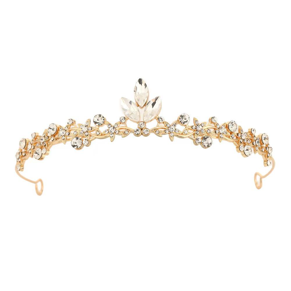 Children's Princess Crystal Crown Headband for Girls' Birthday Performance, Multi-Color Oval-Cut Hair Accessory