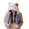 Women's Warm Fleece Cartoon Cat Hat with Moving Ears & Ear Muffs for Autumn/Winter