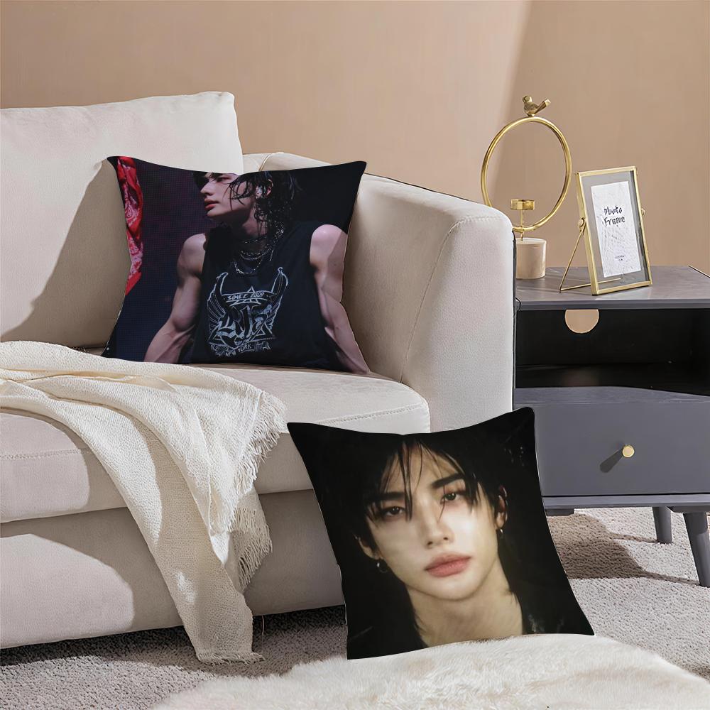 Ornamental Handsome Singer HHyunjin Cushion Cover Throw Pillow Cover Hidden Button Durable Polyester Chair Cushion