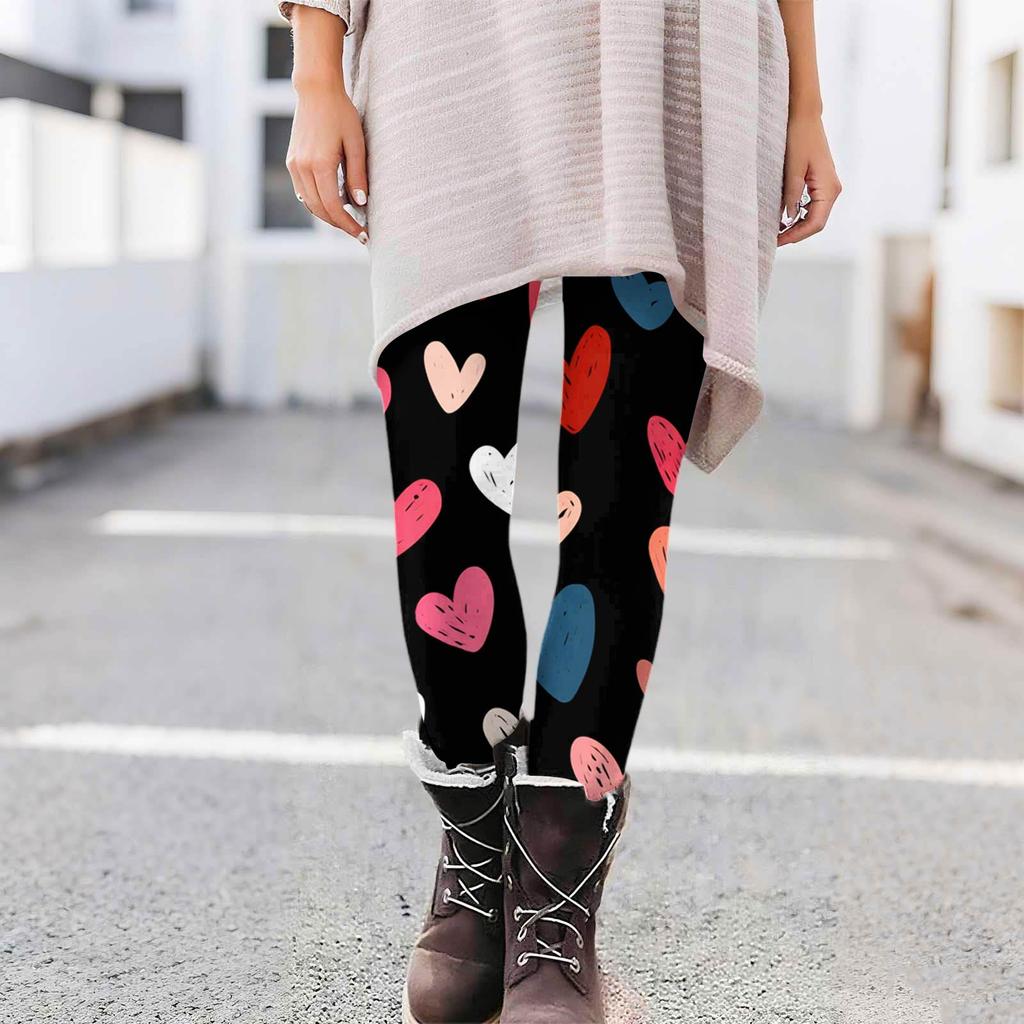 Women's Casual Fashion Print Pants High-Waisted Straight-Leg Skinny Leggings