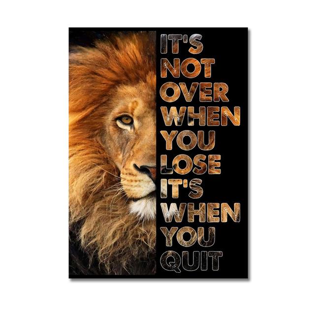 Lion Motivational Posters and Prints Inspirational Positive Quotes Animal Wall Art HD Pictures Canvas Painting Office Home Decor