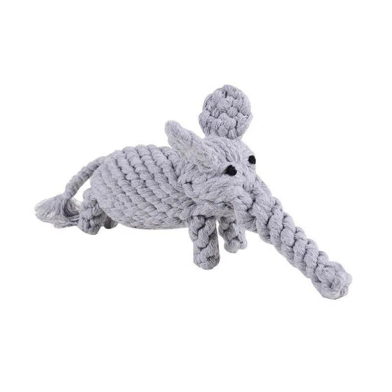 

Pet Toy Stuffed Sounding Dog Toy Self-Hi Fun Cord Teether Knot Teeth Cleaning Puppy Toy Pet Supplies Elephant