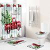 Christmas Shower Curtain Floor Mat Combination Four-Piece Set Bathroom Toilet Carpet Shower Room Mat Foot Mat