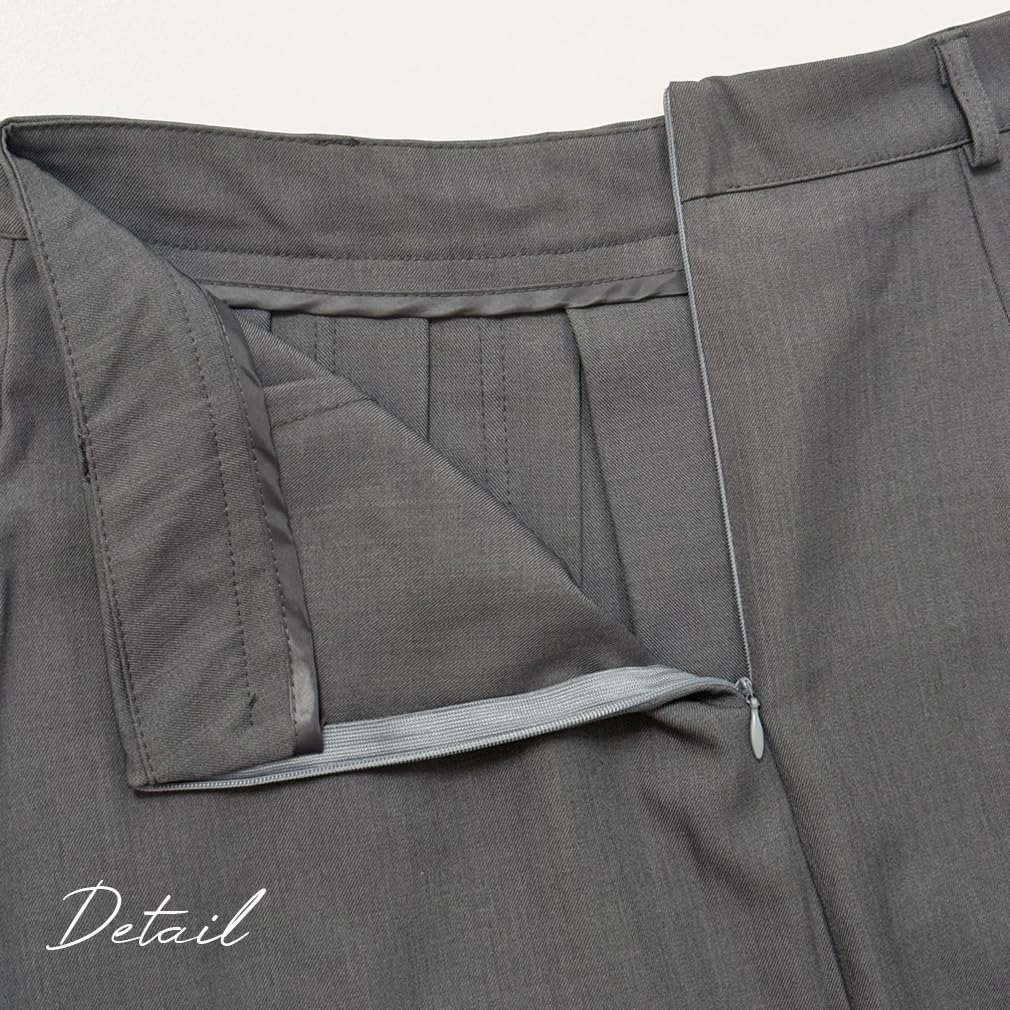 Long Pleated Maxi Back Perfect for Commuting or Everyday Plus Size [saliwind] Women's Skirt, A-Line, Zipper, Cute, Stylish, Wear, (Gray, Small)
