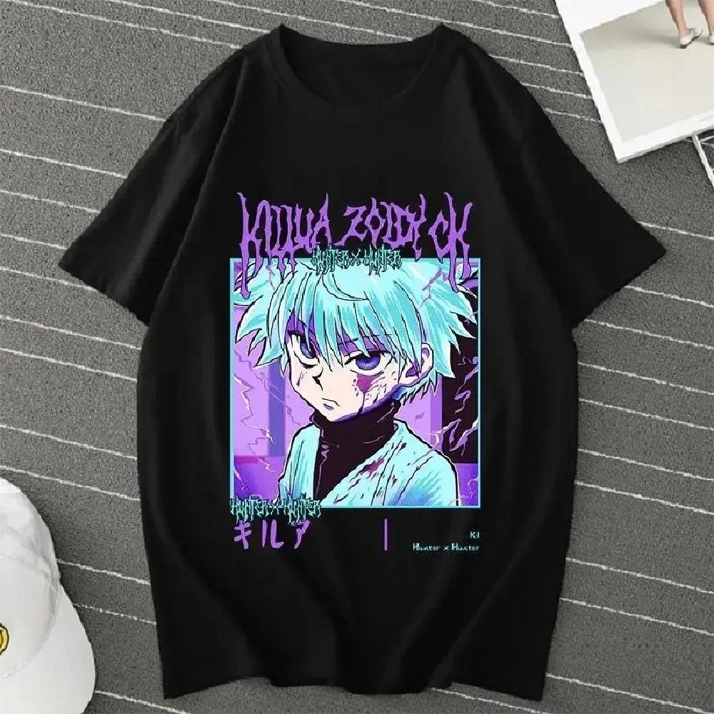 

Anime Hunter X Hunter Killua Zoldyck Women s Casual Fashion Harajuku Short Sleeve Round Neck Plus Size Cotton Unisex T-Shirt2 XXXXXL чёрный
