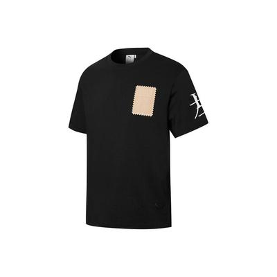 X Michael Lau Collaboration Logo Color Block Letter Print Short Sleeve T-Shirt Men Tops Black 531321-01