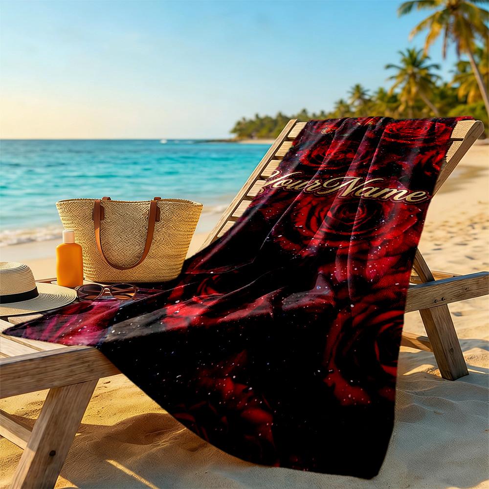 Rose Personalized Text Beach Towel Soft Durable Quick-Dry Portable for SwimmingBeachCamping Travel Beach AccessoriesGym